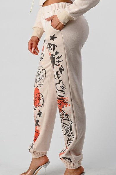 ATHINA CASUAL JACKET AND GRAPHIC PANTS SET