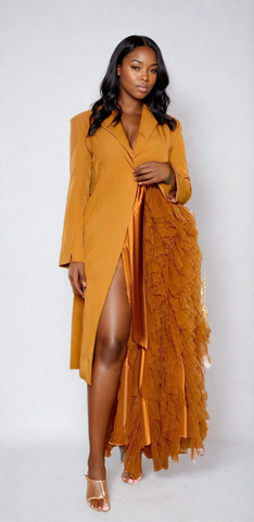 Putting On The Ritz Tuxedo Dress | Brown
