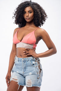 Rhinestone Top | Coral.