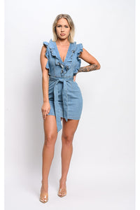 Denim Ruffle Dress