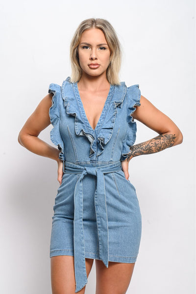 Denim Ruffle Dress