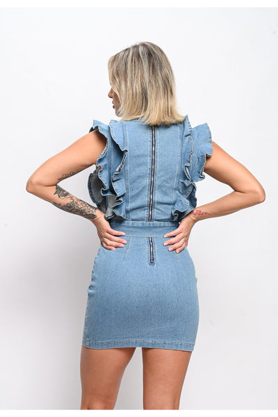 Denim Ruffle Dress