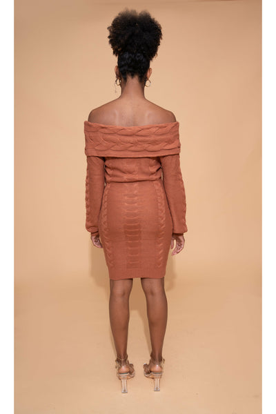 Hot Cable Sweater Dress | Rust