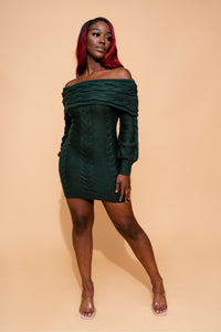 Hot Cable Sweater Dress | Hunter Green