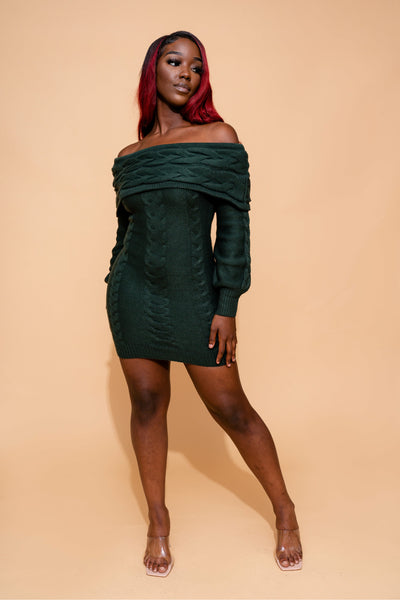 Hot Cable Sweater Dress | Hunter Green