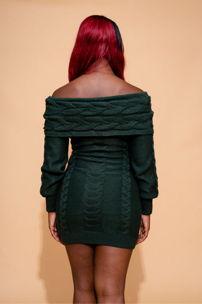 Hot Cable Sweater Dress | Hunter Green
