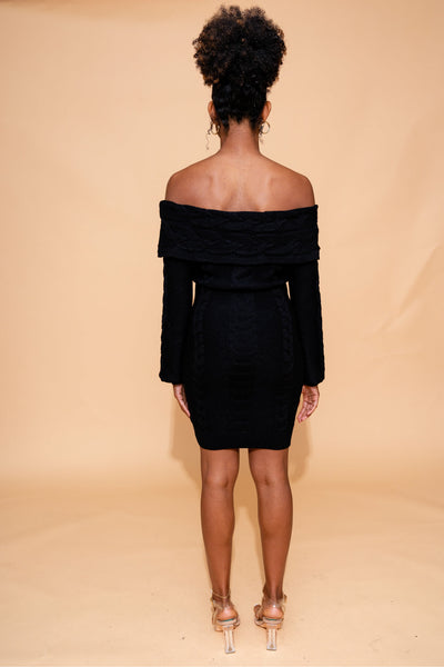 Hot Cable Sweater Dress | Black