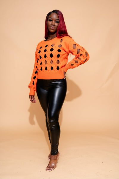 Diamond Cut Sweater | Orange