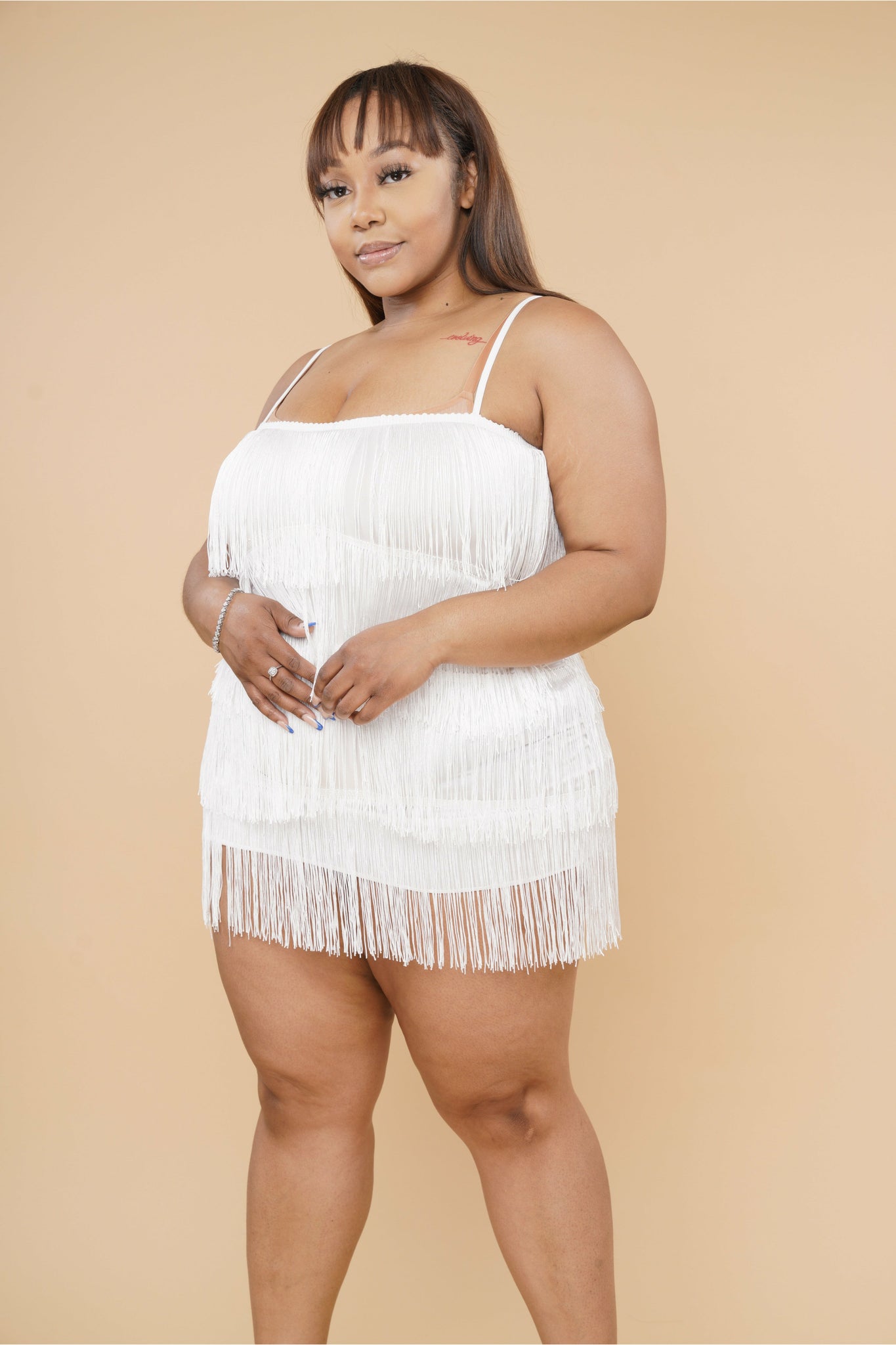 Shake It Fringe Dress | White